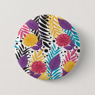 Tropical Floral Button   Bold Summer Pop