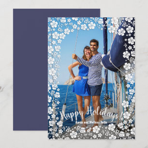 Tropical Floral Christmas Photo Holiday Card