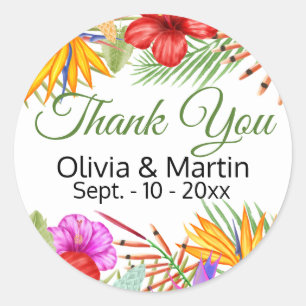 Tropical Floral Classic Round Sticker