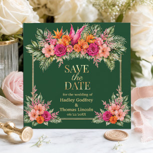 Tropical Floral Colourful Hibiscus & Greener Invitation