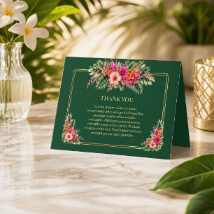 Tropical Floral Colourful Hibiscus & Greenery Thank You Card