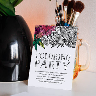 Tropical Floral Colouring Party Invitation