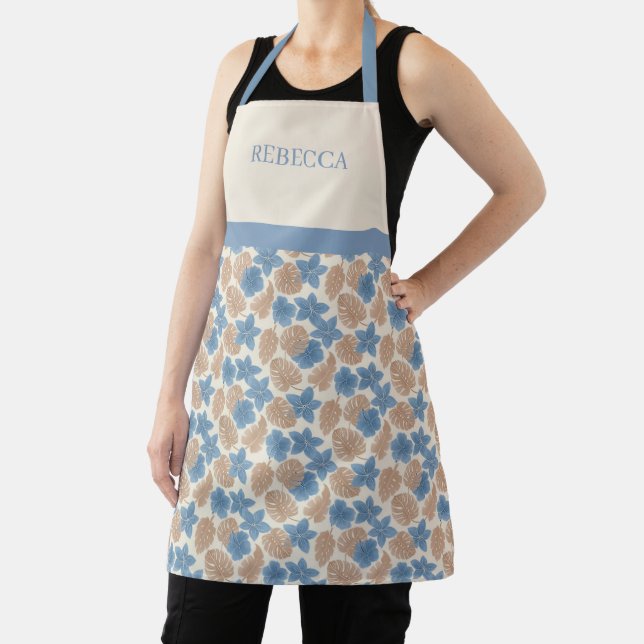 Tropical Floral Custom Name Apron (Insitu)