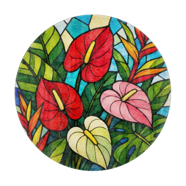 Tropical floral cutting board (Front)