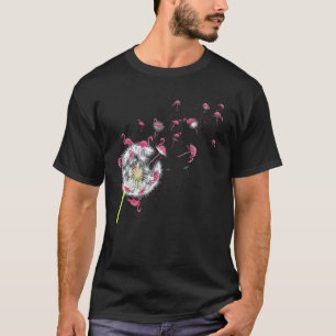 Tropical Floral Dandelion Exotic Bird Animal Pink T-Shirt