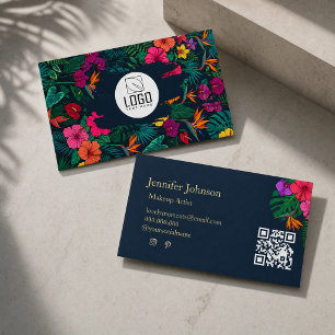 Tropical Floral Design Hibiscus & Greenery Business Card