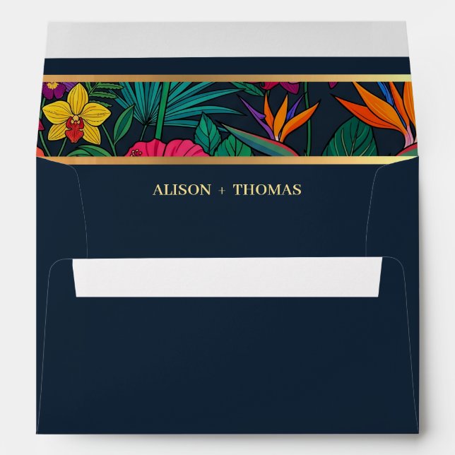 Tropical Floral Design | Hibiscus & Greenery Envelope (Back (Bottom))