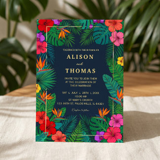 Tropical Floral Design | Hibiscus & Greenery Invitation