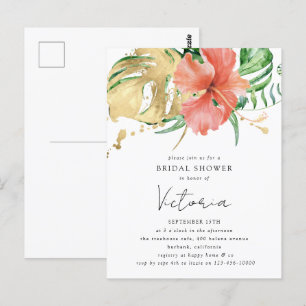Tropical Floral Destination Wedding Bridal Shower Postcard