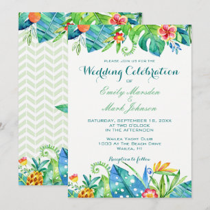 Tropical Floral Destination Wedding Invitation