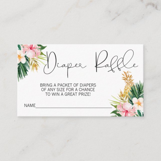 Tropical floral diaper raffle ticket insert (Front)