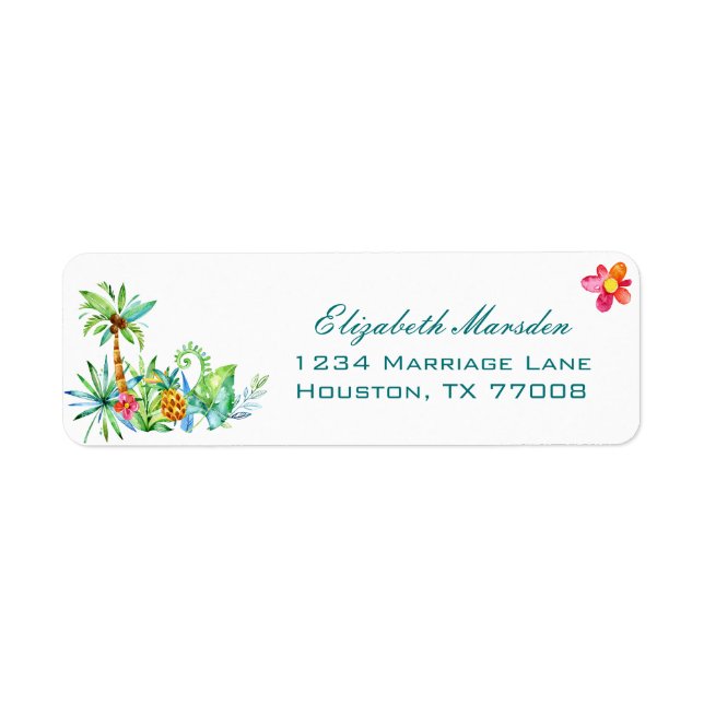 Tropical Floral Elegant Wedding Return Address (Front)
