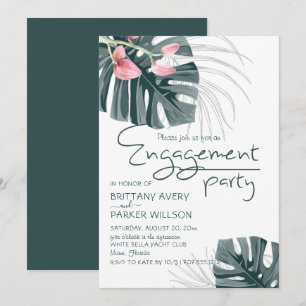 Tropical Floral Engagement Party Invitation