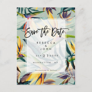 tropical floral exotic wedding save the date card