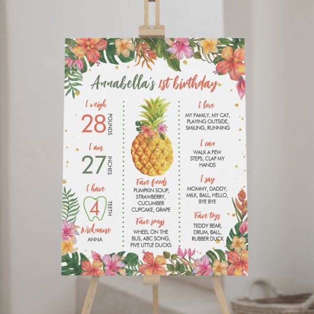 Tropical Floral First Birthday Milestone Sign (Creator Uploaded)
