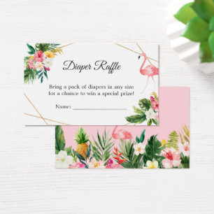 Tropical Floral Flamingo Baby Shower Diaper Raffle