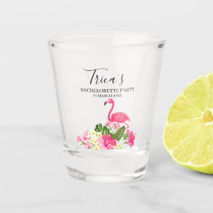 Tropical Floral Flamingo Bachelorette Party Shot Glass