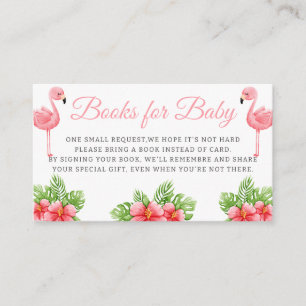 Tropical Floral Flamingo books for baby shower  Enclosure Card