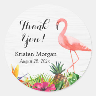 Tropical Floral Flamingo Bridal Shower Favour Tag