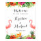 Tropical Floral Flamingo Couple Luau Wedding Sign