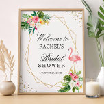 Tropical Floral Flamingo Gold Bridal Shower Sign<br><div class="desc">Tropical Floral Flamingo Gold Bridal Shower Sign Poster. (1) The default size is 8 x 10 inches, you can change it to a larger size. (2) For further customisation, please click the "customise further" link and use our design tool to modify this template. (3) If you need help or matching...</div>