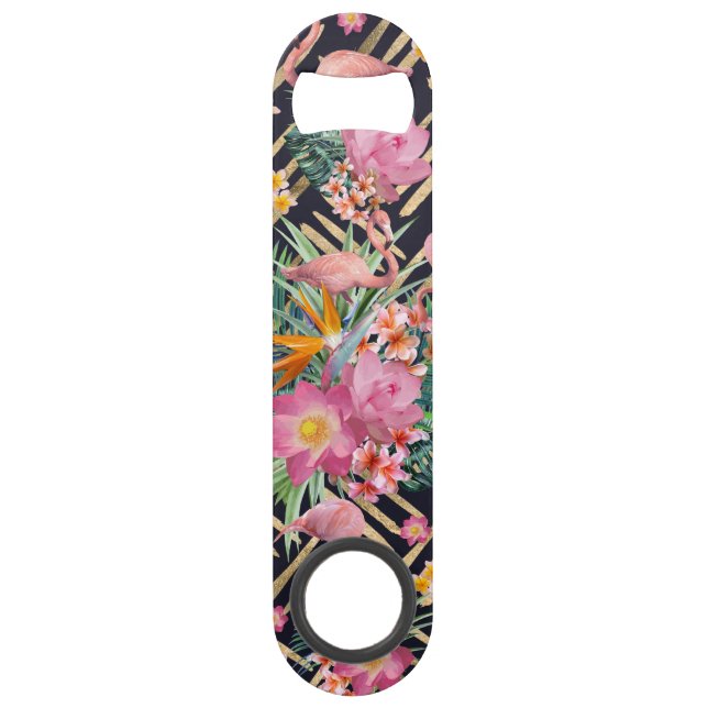 tropical floral flamingos and gold strokes (Front)