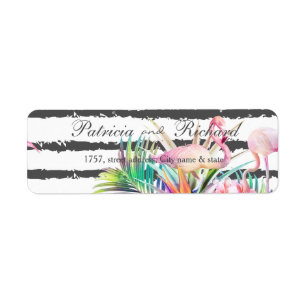 Tropical floral flamingos stripes wedding design