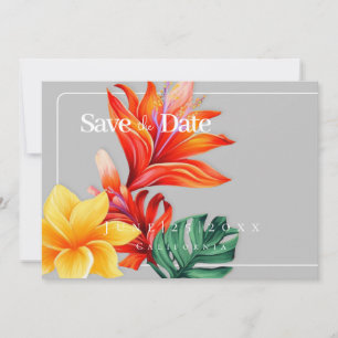 Tropical floral Flat Save The Date Card