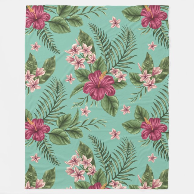 Tropical Floral Fleece Blanket (Front)