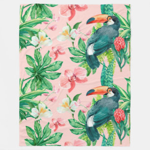Tropical Floral Fleece Blanket
