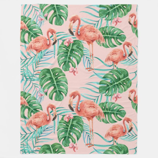 Tropical Floral Fleece Blanket (Front)