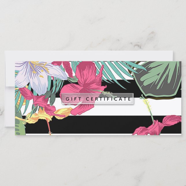 Tropical Floral Flowers Leaves Gift Certificate (Front)