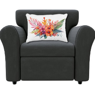 Tropical Floral Flowers Pink Peach Yellow Orange  Decorative Cushion