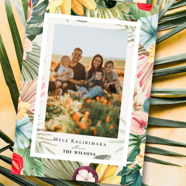 Tropical Floral & Fruits Holiday Photo Card (Creator Uploaded)