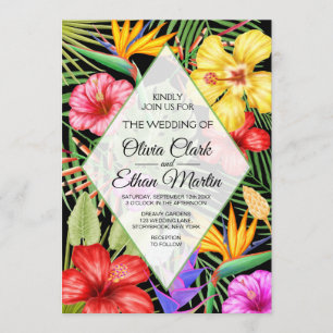 Tropical Floral Garden Geometric Invitation