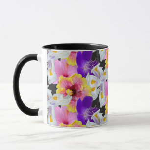 Tropical Floral Garden Hisbiscus Lilies Mum Mug