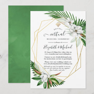 Tropical Floral Geometric Online Virtual Wedding Invitation
