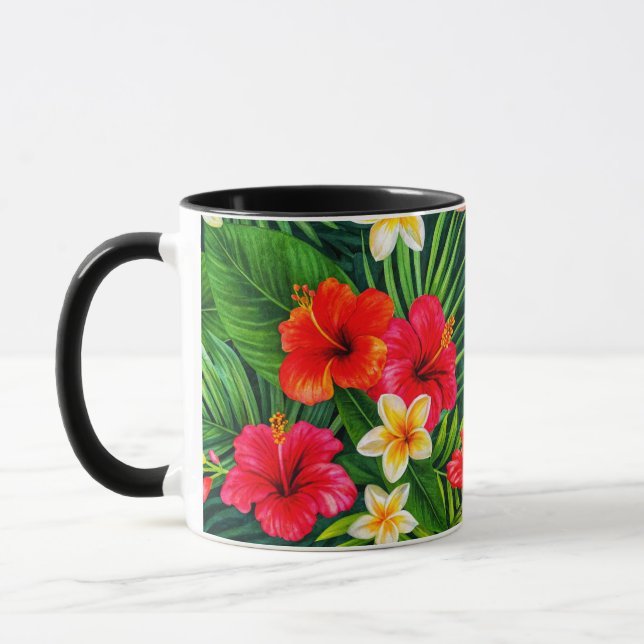 Tropical Floral Gift – Colourful Hibiscus  Mug (Left)