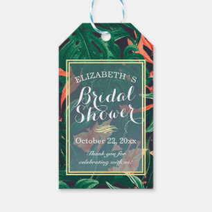 Tropical Floral Gold Frame Bridal Shower Thank You Gift Tags