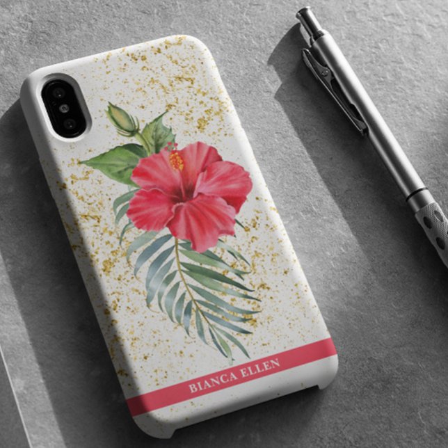Tropical Floral Gold Sparkles Case-Mate iPhone Case (Creator Uploaded)
