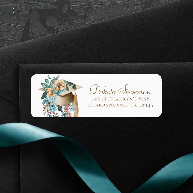 Tropical Floral Graduation Hat and Tassel Address (Creator Uploaded)