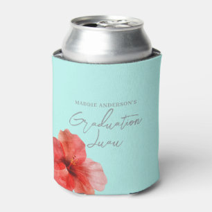 Tropical Floral Graduation Luau Party Can Cooler