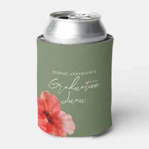 Tropical Floral Graduation Luau Party Can Cooler