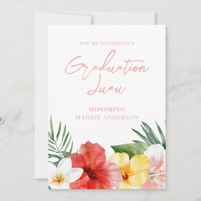 Tropical Floral Graduation Party Invitation (Front)
