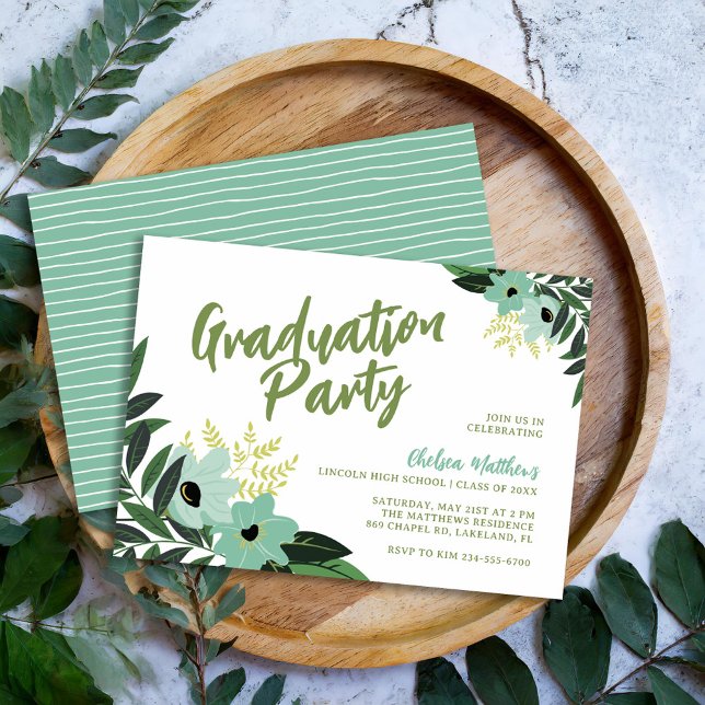 Tropical Floral Graduation Party Invitation (Creator Uploaded)