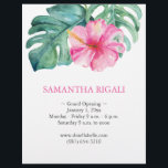 Tropical Floral Grand Opening Flyers<br><div class="desc">Announce your grand reopening or we're open event in style with these elegant flyers! Featuring beautiful watercolor pink hibiscus flowers and lush monstera palm leaves, these flyers are perfect for a spa, beauty salon, or any business looking to make a stunning first impression. Customise the template fields to include your...</div>