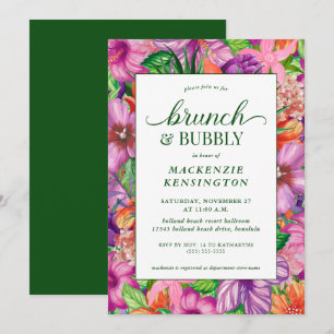 Tropical Floral Green Brunch Bubbly Shower Invitation