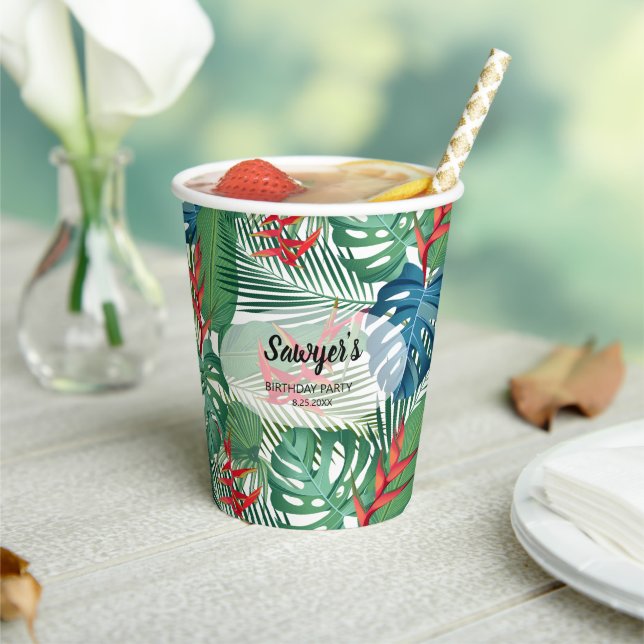 Tropical Floral Greenery Paper Cups (Insitu)