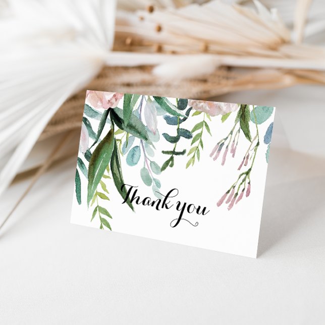 Tropical Floral & Greenery Wedding Thank You Card (Creator Uploaded)