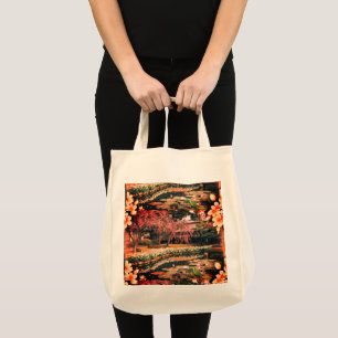 Tropical Floral Grocery Tote Bag